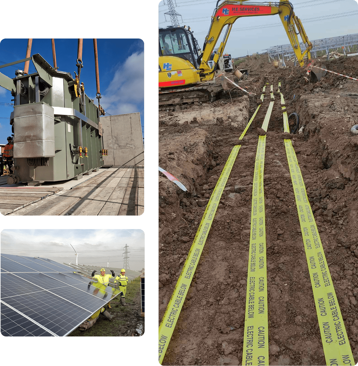 Group 13 Solar panels and construction equipment installation site.