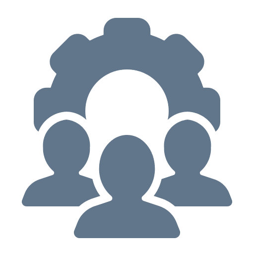 Icon of people with gear symbol.